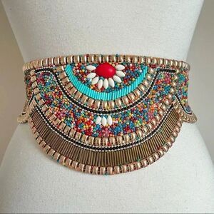 RAY GOLDEN Western Gypsy Boho Belt S/M 23-36” GOLD/MULTI